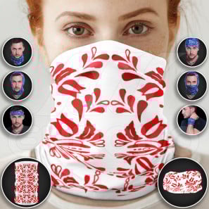 Tube Scarf for Adults Red Ornaments